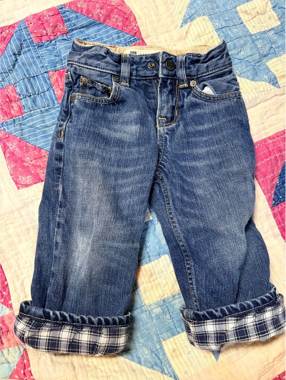 Vintage Gap Kids Plaid Cotton Lined Jeans Y2K